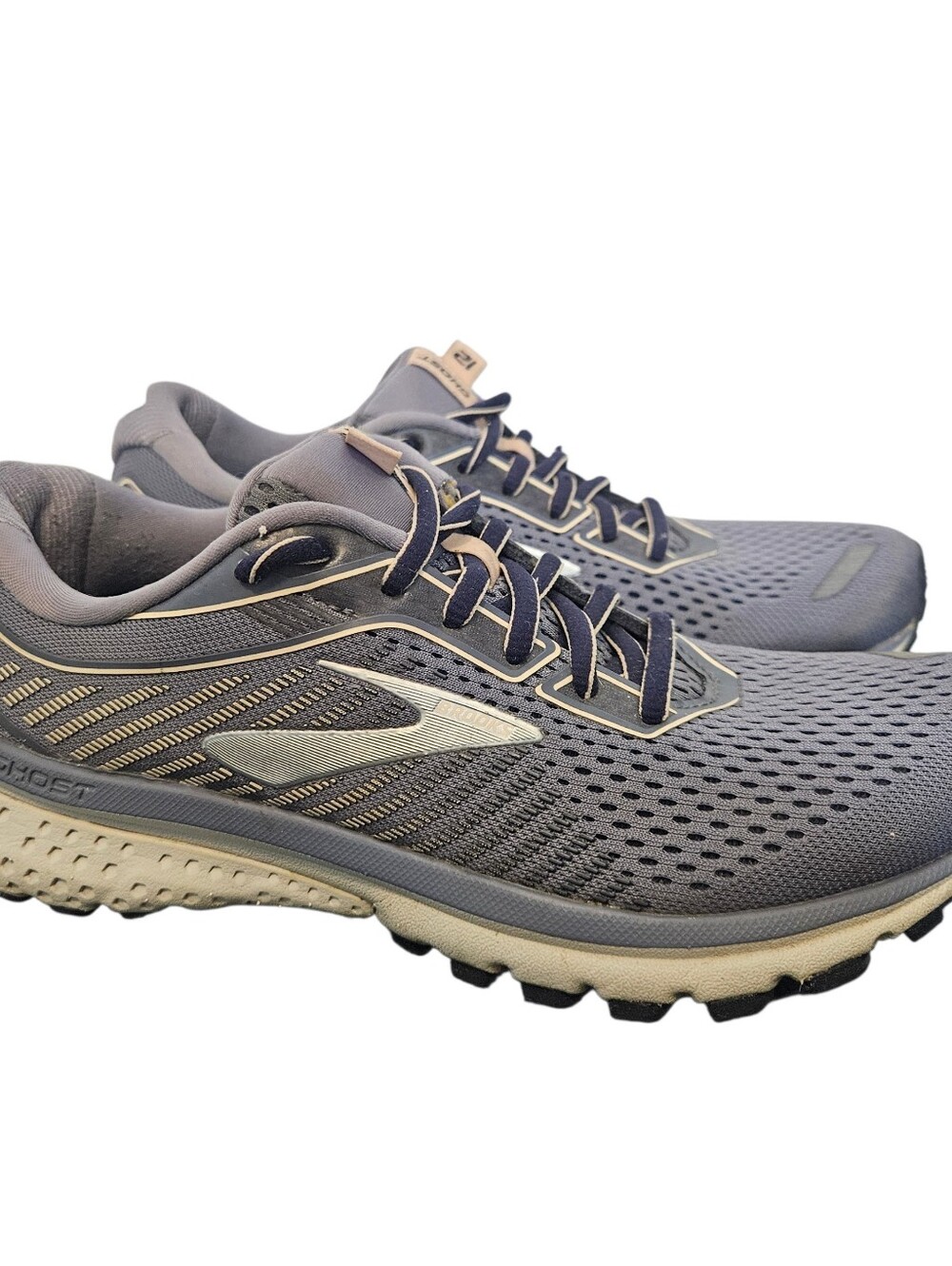 Brooks Ghost 12 Neutral Road Running Shoes Womens Sz 7.5 Wide Gray Pink Granite